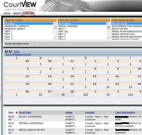 CourtView Calendar